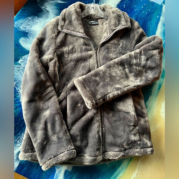 NWOT 32 DEGREES HEAT PLUSH ZIP UP JACKET/COAT. Rich, Gray w pockets Size M - Picture 1 of 9